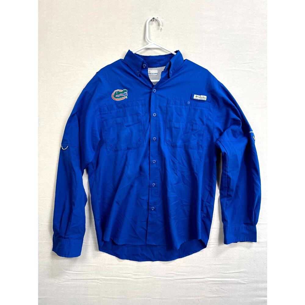 Columbia PFG Shirt Mens Small Blue Florida Gators Football Long Sleeve Button Up